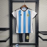 Camiseta Argentina Ninos 3 Star Primera Equipacion 2022/2023